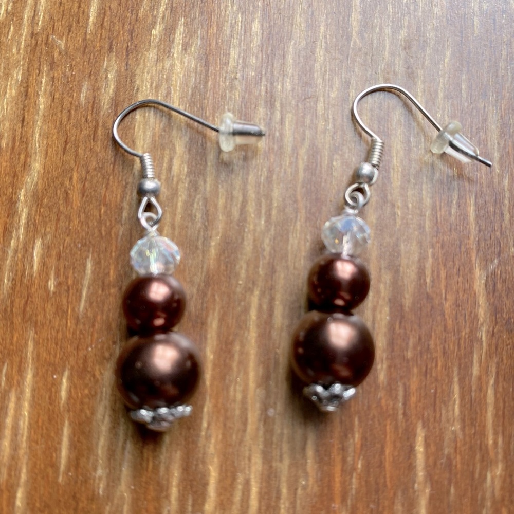 Copper bead earrings